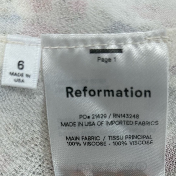 Reformation Paris Floral Ruffle Mini Dress Size 6 Cream Sweetheart A Line - Picture 12 of 14